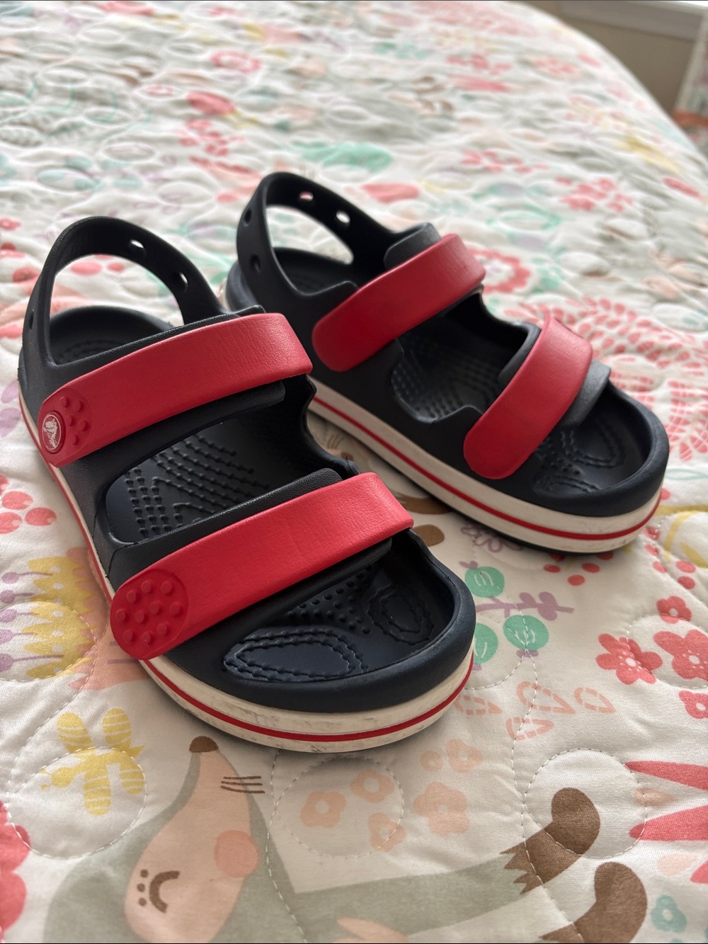 CROCS Kids Navy and Red Sandals with Adjustable Straps
